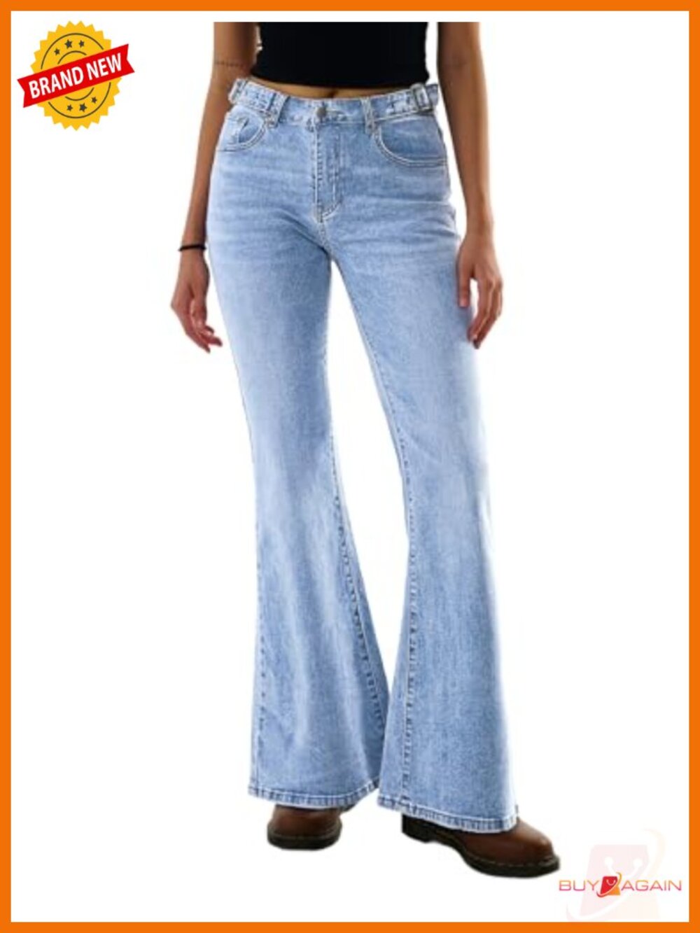 Womens Flare Wide Leg Jeans High Waisted Bell Bottom Bootcut Stretchy Pants